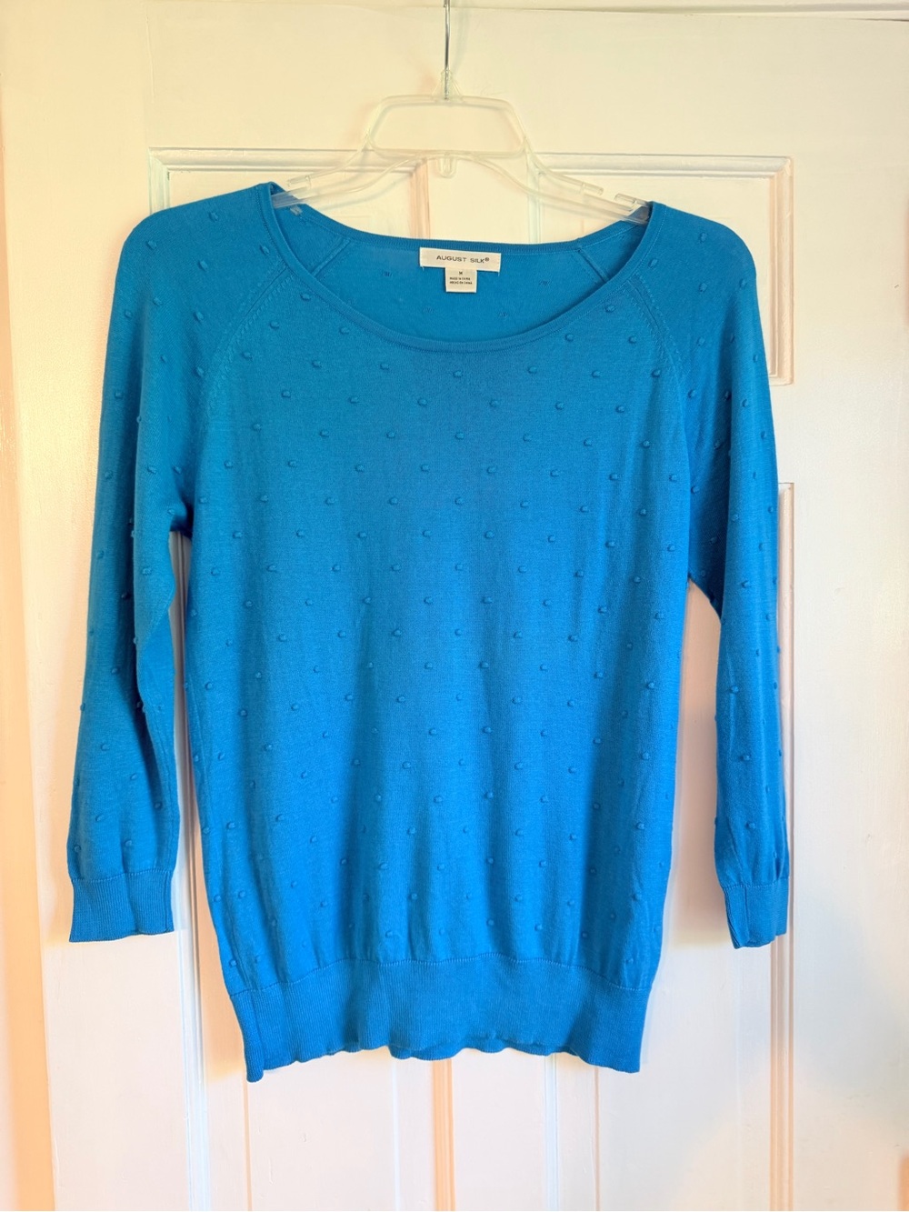 august silk Turquoise Dot-Textured Scoop Neck Sweater